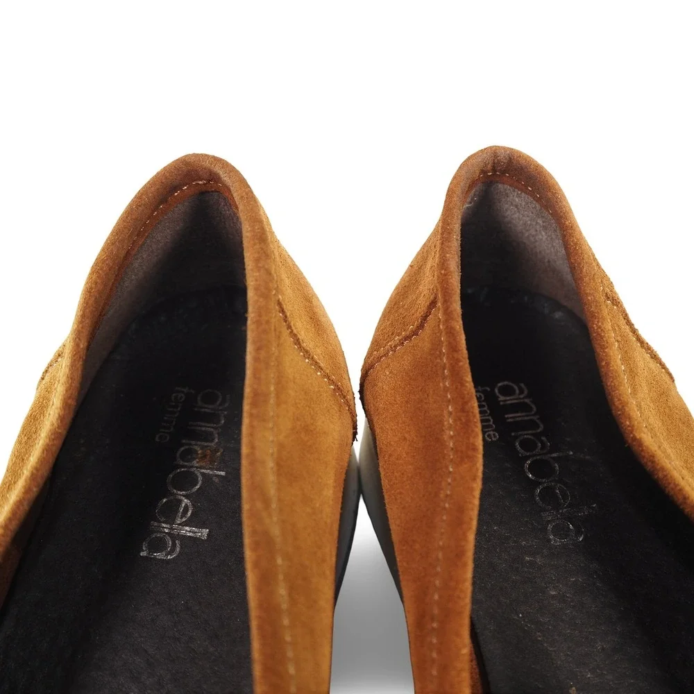 Annabella Femme Penny Loafers Women 8.5 Brown Suede Leather‎ Platform Shoes